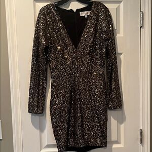 Dress the Population Sequin Gold and Black Dress